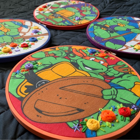 TMNT Embroidery Hoops- set of 4! - Picture 4 of 17